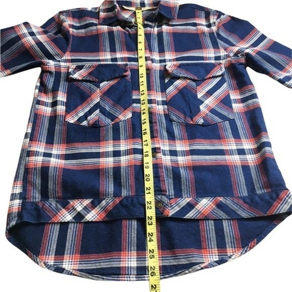 Zara Snap Front Flannel Shirt Plaid Pocketed High Low 100% Cotton Shacket XS - Picture 6 of 8